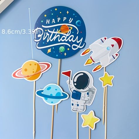 Faster shipping. Better service Spaceship Cake, Astronaut Cake Topper, Astronaut Cake, Cupcake Ornament, Cake Picks, Space Party, Boy Birthday Cake, Card Toppers, Cupcake Party