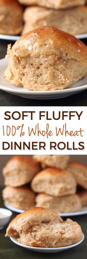 The best 100% whole wheat dinner rolls ever  so incredibly soft and fluffy! With a dairy-free option. Perfect for Thanksgiving! Whole Wheat Dinner Rolls, Wheat Dinner Rolls, Whole Wheat Rolls, Resepi Roti, Fluffy Dinner Rolls, Wheat Recipes, Dinner Rolls Recipe, Bread Machine Recipes, Monkey Bread