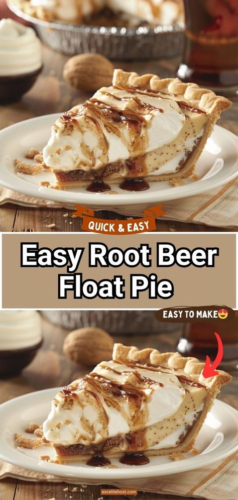 Root beer float pie takes only 5 minutes to make for an easy, no bake pie dessert that tastes just like a root beer float. Root Beer Float No Bake Pie, No Bake Root Beer Float Pie, Rootbeer Float Pie Recipe, Root Beer Desserts, Recipes With Root Beer, Root Beer Pie Recipe, Root Beer Pie, Root Beer Float Pie, Beer Dessert