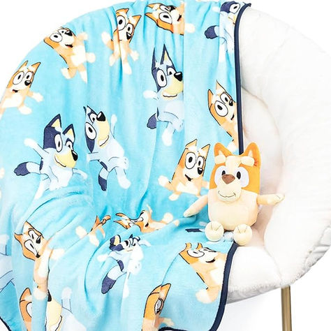 Jay Franco Bingo Plush Mini Pillow Buddy & 40 x 50 Inch Travel Throw Set - Kids Super Soft 2 Piece Bluey Blanket Set Bluey Blanket, Kids Sheet Sets, Blanket Roll, Throw Pillow Set, Kids Sheets, How To Clean Pillows, Bluey Bingo, Dry Air, Child Smile