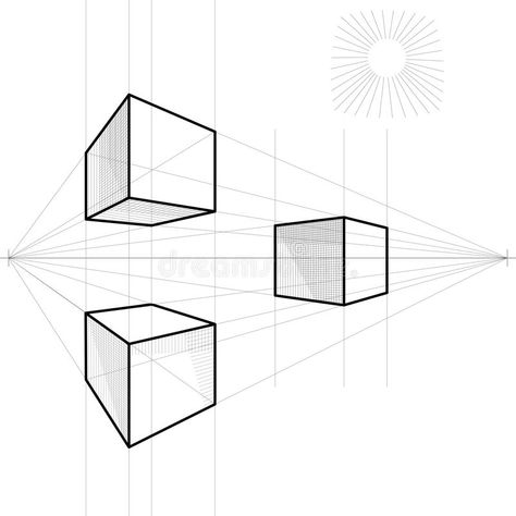 Vector Sketch of a cube in perspective stock illustration 1 Point Perspective Drawing, Isometric Sketch, Isometric Drawing Exercises, 2 Point Perspective Drawing, Geometric Shapes Drawing, Perspective Drawing Architecture, Perspective Drawing Lessons, Geometric Shapes Art, Drawing Exercises