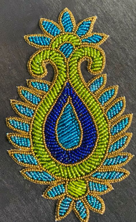 All Beads Work In Aari, Beads Work Aari Design, Zardosi Loading Stitch Design, Embossed Bead Work Aari Design, Simple Motifs Design For Aari Work, Cut Beads Aari Work Design Outline, Pach Work Embroidery Design, Aari Bead Work Designs, Peacock Embroidery Designs Pattern