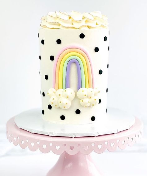 Aesthetically Pleasing Cakes 😍’s Instagram profile post: “Polka dots + pastel rainbows for this crazy Saturday 🌈🌩🖤 By Stephanie of @tallgirlbakes 🌈 Hope you’re looking after yourself, wherever you…” Mermaid Cotton Candy, Cake Mom, Polka Dot Cake, Cotton Candy Cakes, Dot Cake, Polka Dot Cakes, Rainbow Polka Dots, Rainbow Mermaid, Candy Cakes