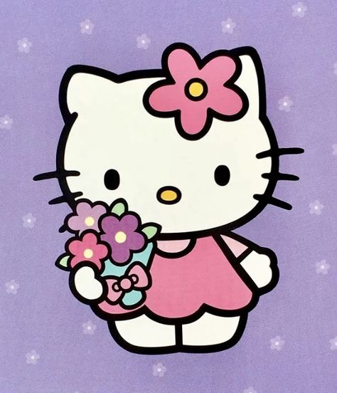 Hello Kitty Holding Flowers, Hello Kitty With Flowers, Sanrio Flowers, Hello Kitty Flowers, Snail Tattoo, Italy Tattoo, Cute Homecoming Proposals, Parking Spot Painting, Hello Kitty Imagenes