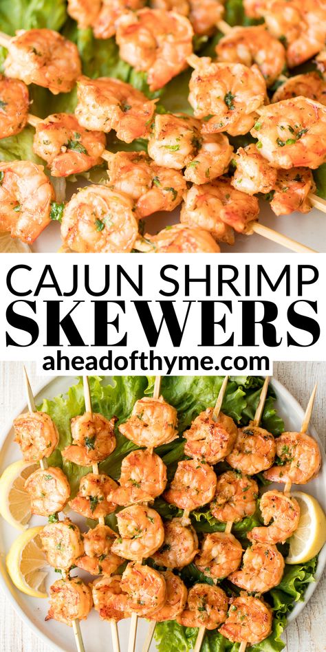 Cajun Shrimp Skewers, Cajun Marinade, Prawn Marinade, Pescatarian Food, Shrimp Summer Rolls, Prawn Skewers, Shrimp Marinade, Grilled Shrimp Skewers, Lamb Kebabs