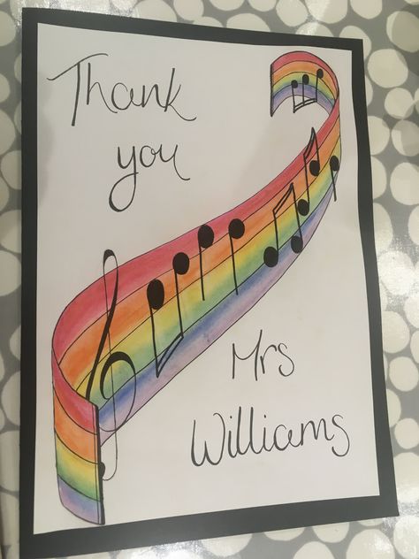 Music teacher thank you Music Teacher Thank You Card, Card Ideas For Music Teacher, Thank You Card For Music Teacher, Music Teacher Card Ideas, Teachers Day Card For Music Teacher, Card For Music Teacher, Music Teacher Appreciation Gifts, Music Teacher Appreciation, Teacher's Day Card Ideas