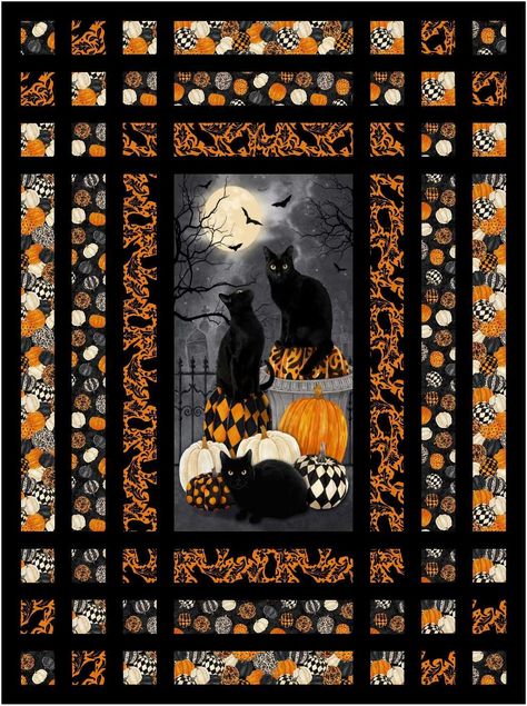 Plaid and a Panel Quilt Kit - Hallow's Eve Northcott Panel Quilts, Free Quilt Patterns Using Panels, Halloween Panel Quilts Ideas Layout, Halloween Quilts Ideas Free Pattern, Panel Quilts Ideas Layout Patterns Free, Halloween Quilts Ideas, Halloween Quilt Panels, Quilt Halloween, Autumn Quilt