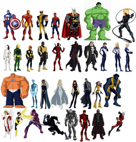 Avengers, Fantastic Four and X-men Marvel Cinematic Universe Timeline, Avengers Earth's Mightiest Heroes, Marvel Comics Superheroes, Marvel Characters Art, Art Basics, Avengers Comics, Comic Characters, Group Shots, Marvel Villains