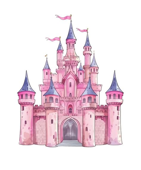 Disney Castle Drawing, Princess Mural, Cartoon Spaceship, Disney Princess Birthday Cakes, Diy Cake Topper Birthday, Disneyland Princess, Castle Drawing, Happy Birthday Printable, Disney Princess Birthday