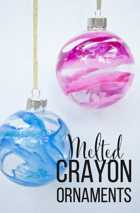 Crayon Ornaments, Melted Crayon Crafts, Ornaments Diy Kids, Melted Crayons, Melted Crayon Art, Crayon Crafts, Idee Cricut, Crayon Art Melted, Glass Ball Ornaments