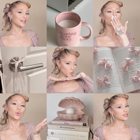 Ariana Grande Autumn Aesthetic, Arianacore Aesthetic, Ariana Grande Moodboard, Ariana Pink Aesthetic, Ariana Grande Aesthetic Pink, Ariana Grande Pink Aesthetic, Ariana Grande Coquette, Coquette Ariana Grande, Pink Ariana Grande