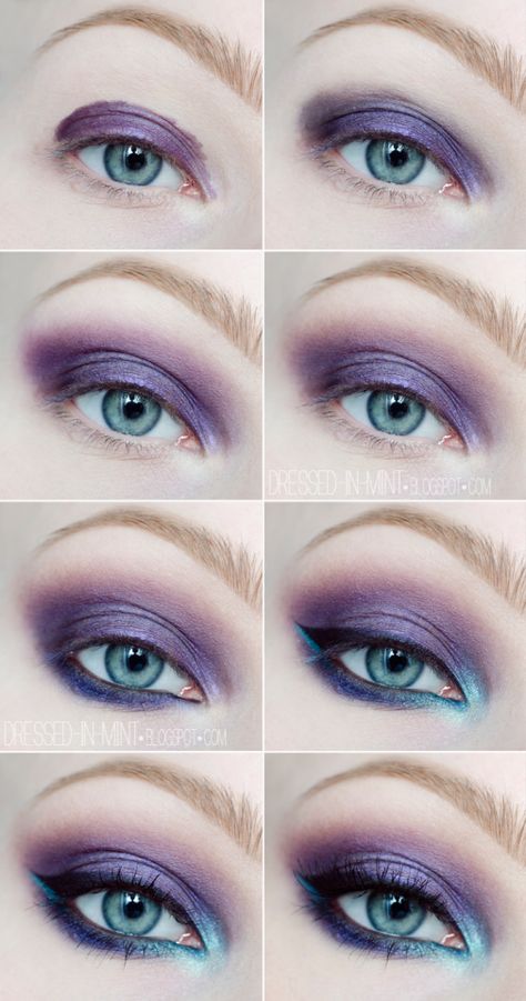 40 Make-up Tutorials for Summer - Look Flawless in the Heat! 23 Blue Eye Makeup Tutorial, Galaxy Makeup, Drag Make-up, Make Up Tutorials, Purple Eye Makeup, Makeup 101, Smink Inspiration, Hooded Eye Makeup, Makijaż Smokey Eye