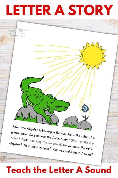 Need to teach the abc's? This free printable letter a story is perfect for introducing letter sounds and phonics to your child or student. This is a short story on the letter a along with a few instructions to introduce your child to the letter a sound. This alphabet story can work for preschool or kindergarten-or older children if needed. This beginning sounds pdf is an instant download. Letter A Story For Preschool, Letter B Worksheets, Letter Sound Activities, Phonics Chart, Free Printable Alphabet, Phonics For Kids, Learning Phonics, Reading For Beginners, Free Preschool Printables