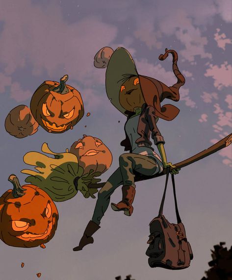 Drawing Halloween, Art Mignon, Pumpkin Witch, Arte Inspo, Witch Art, Art Et Illustration, 판타지 아트, 영감을 주는 캐릭터, Halloween Art