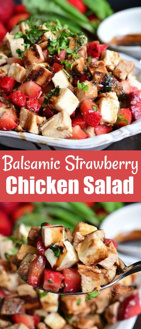 Strawberry Chicken, Strawberry Chicken Salad, Chicken Fresh, Fav Food, Balsamic Reduction, Chicken Salad Recipes, Fresh Mozzarella, Fresh Salads, Healthy Salad Recipes