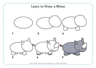 Learn to Draw a Rhino Rhino Drawing, Rhino Architecture, Rhino Painting, Rhino Tattoo, September Holidays, Rhino Art, Baby Rhino, Safari Art, Drawing Lessons For Kids