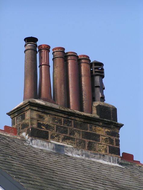 victorian chimneys - Google Search Chimney Design, Roof Cap, Oliver Wood, Atlantis The Lost Empire, Chimney Cap, Chimney Sweep, Brick Architecture, Thatched Cottage, Tudor House