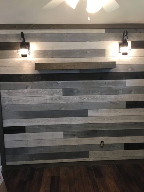 Shiplap Wall Dining Room, Ship Lapped Walls, Gray Shiplap Wall, Ideas For Accent Walls, Shiplap Ideas, Gray Shiplap, Wall Images, Grey Ceiling, Pallet Walls