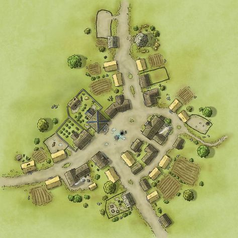 village Dnd Small Village Map, Rpg Town Map, Small Village Map, Fantasy Village Map, Fantasy Map Maker, Pathfinder Maps, Cartographers Guild, Fantasy City Map, Village Map