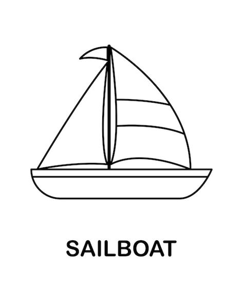 Coloring page with sailboat for kids | Premium Vector #Freepik #vector #activity-book #worksheet #kids-puzzle #kids-game Sailboat Coloring Pages, Sailboat Outline, Book Worksheet, Kids Game, Holidays Around The World, Painting Templates, Felt Board, Vector Shapes, Activity Book