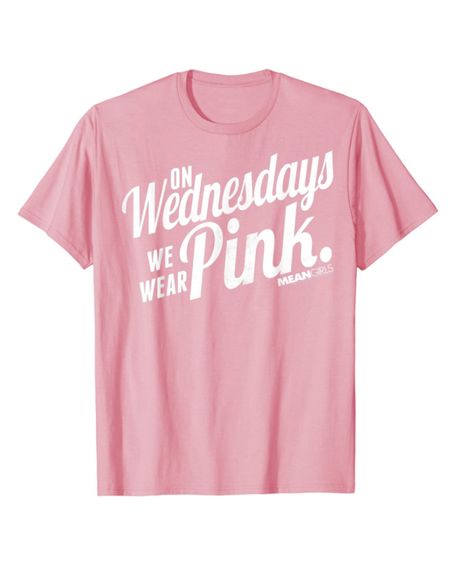 “On Wednesdays we wear pink” Graphic tee from the movie Mean Girls. Pink On Wednesdays, Mean Girls Shirts, Pink Graphic Tee, Wednesdays We Wear Pink, Shirt Making, Girls Graphic Tee, Pink Fits, T Shirt Image, Girl Shirt