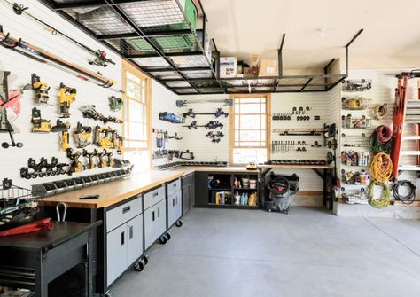 Storage and Organization in the Garage - Chris Loves Julia Garage Storage Inspiration, Garage Design Interior, Garage Organization Tips, Garage Organisation, Garage Renovation, Tool Room, Garage Remodel, Garage Organize, Home Design Diy