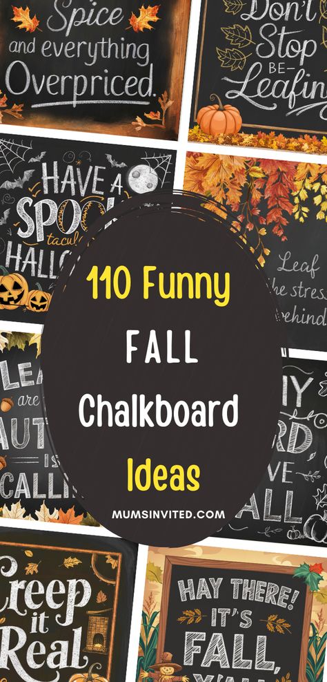 Welcome Fall 2024 in style with our funny chalkboard art ideas & quotes! Find the perfect way to say hello to the cozy season with our easy & diy chalk art projects. From simple designs that anyone can create to more intricate & aesthetic pieces, there's something for every skill level. Get inspired by our favorite happy autumn quotes & sayings, perfect for adding a touch of warmth & joy to your home, or classroom. Let your creativity bloom this fall with these cute fall chalkboard ideas! Chalk Art Welcome Sign, Fun Chalkboard Quotes, Fall Chalkboard Signs Sayings, Fall Welcome Chalkboard Sign, Autumn Blackboard Chalk Art, Chalkboard Ideas For Fall, Fall Sayings For Chalkboard, Simple Fall Chalkboard Art, Halloween Chalkboard Art Diy