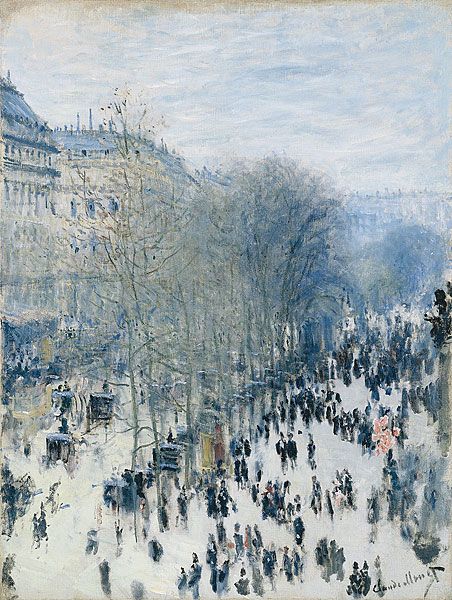 Claude Monet, Boulevard des Capucines Boulevard Des Capucines, Artist Monet, Istoria Artei, Claude Monet Paintings, Galleria D'arte, Plein Air Landscape, Monet Art, Monet Paintings, Soyut Sanat Tabloları