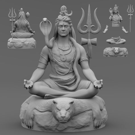 Shiva India, Game Architecture, Ram Art, Ganesha Artwork, Zbrush Models, Mural Art Design, Shiva Statue, Shiva Art, Shree Ram