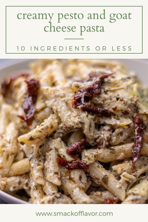 Pesto And Goat Cheese Pasta, Goat Cheese Cream Sauce, Pesto Artichoke Pasta, Goat Cheese Pesto Pasta, Goats Cheese Pasta, Goat Cheese Pasta Recipes, No Cheese Pasta, Recipes Using Goat Cheese, Fancy Pasta Dishes