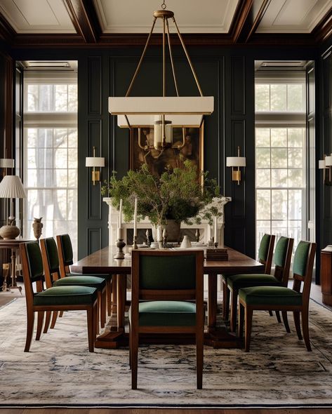 Traditional Modern Dining Room, Vivir Design, Dining Room Victorian, Green Dining Room, Casa Vintage, Luxury Dining Room, Up House, People Together, Dining Room Inspiration