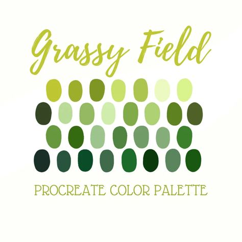 Procreate Color Palette Grassy Field - Etsy Australia Green Monochromatic, Indoor Park, Procreate Color Palette, Green Color Palette, Free Procreate, Hex Color Palette, Palette Design, Grassy Field, Palette Art