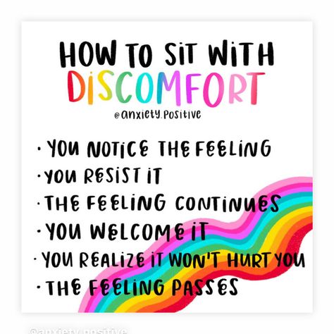 How to sit with discomfort- you notice the feeling, you resist it, the feeling continues, you welcome it, you realize it wont hurt you, the feeling passes⁠ ⁠ 🌟 Embrace Growth and Overcome Limits! 🌟⁠ ⁠ Are you tired of running away from discomfort? It's time to change the game! 💪⁠ ⁠ Today, we're diving into the powerful art of sitting with discomfort – and trust us, the results are stunning! 💥✨⁠ ⁠ 👉 Picture this: You notice that uneasy feeling creeping up, and instead of resisting it, you welc... Sitting With Discomfort, Build Resilience, It's Time To Change, Powerful Art, Picture This, Diving, Running, Feelings, Quick Saves