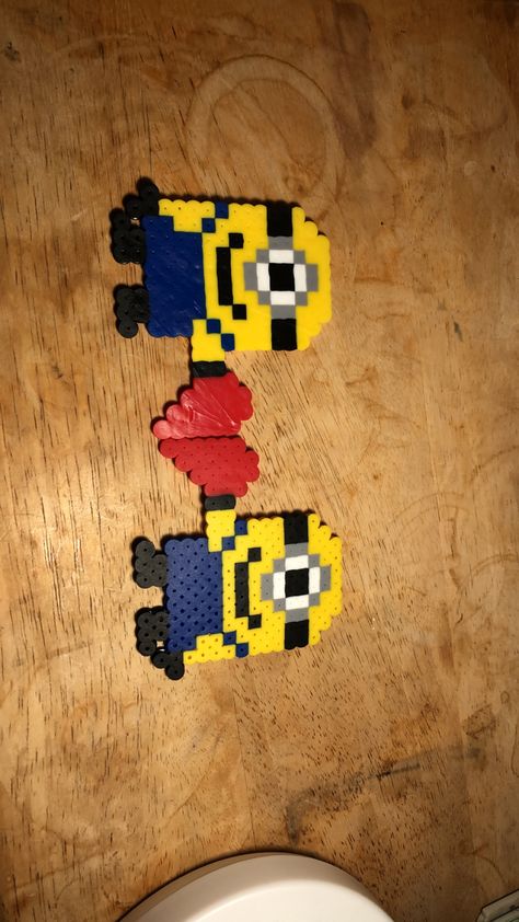 Minion keychain #wholehearttogether# Minion Keychain, Minion Love, Perler Bead Ideas, Minions Love, Bead Collection, Iron Beads, Bead Ideas, Christmas Gifts For Friends, Perler Bead