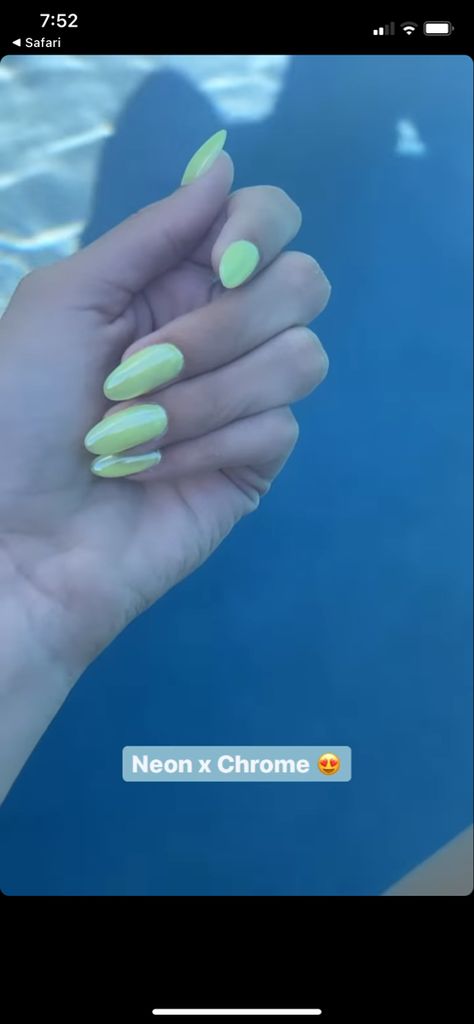 Hailey Bieber Neon Nails, Lime Nails, Hailey Bieber Nails, Bieber Nails, Neon Nails, Hailey Bieber, Spring Nails, Convenience Store Products, Neon