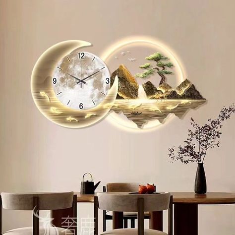 Luxury Large Wall Clocks Modern Art Mural Led Aesthetic Silent Wall Watch Creative Restaurant Reloj De Pared Home Decoration Link 👇👇👇👇👇👇👇👇 https://s.click.aliexpress.com/e/_Ezq8tX5 Wall Decor With Clock, Led Aesthetic, Large Wall Clock Decor, Wall Clocks Modern, Large Wall Clocks, Creative Restaurant, Large Wall Clock Modern, Wall Watch, Clock Wall