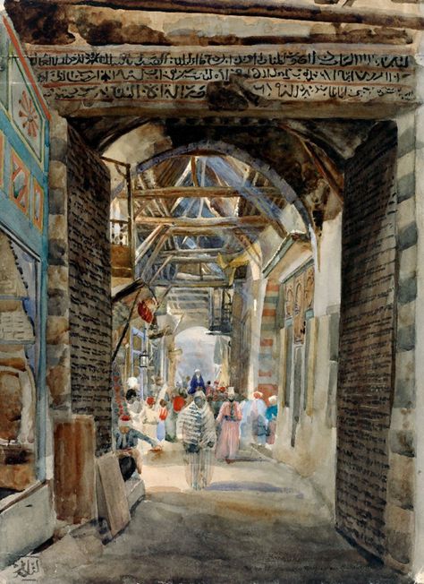 https://flic.kr/p/ppysUt | bauernfeind, gustav - Basar in Damaskus | Gustav Bauernfeind  1848-1904  Duitsland Gustav Bauernfeind, Historical Painting, Architecture Painting, Islamic Paintings, German Art, Modern Fantasy, A4 Poster, Historical Art, Traditional Paintings