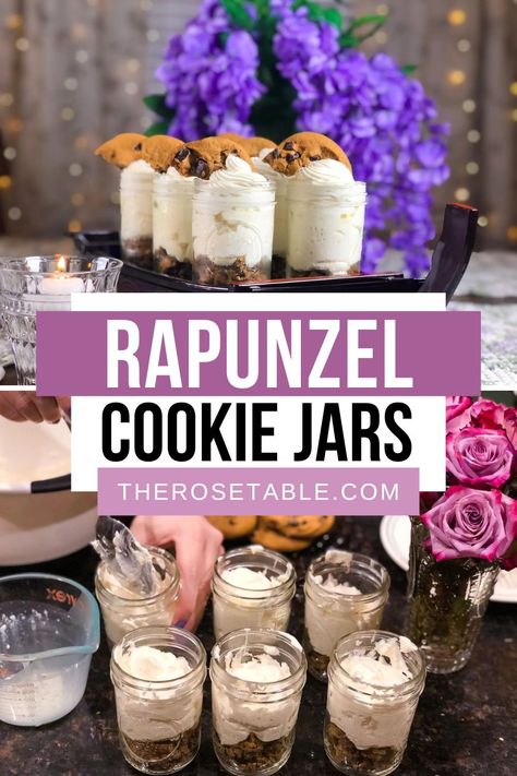 Tangled Inspired Food, Tangled Rapunzel Wedding, Tangled Cookies, Disney Recipes From Movies, Recipes From Movies, Bake Chocolate Chip Cookies, Baking Chocolate Chip Cookies, Cheesecake Jars, Disney Movie Night Dinner