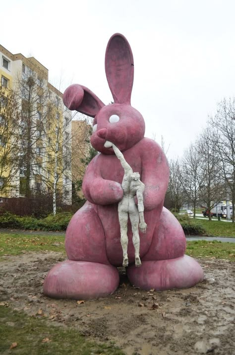 Strange statue of rabbit in Pilsen in Czech Republic - Imgur Bunny Statue, Pink Bunny, Creepy Cute, The Source, Surreal Art, Aesthetic Art, Easter Bunny, Art Inspo, Art Reference