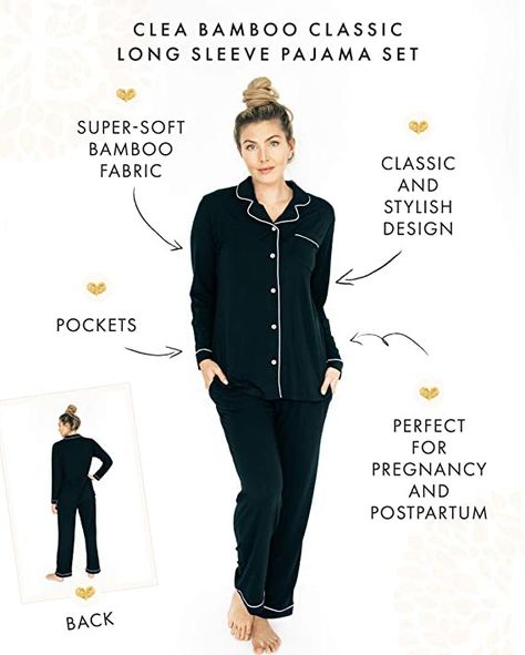 ULTRA-SOFT FABRIC - For ultimate comfort on mom and baby’s skin, our Clea Maternity & Nursing Button Down Pajama Set is made of 95% Bamboo and 5% Spandex. Imported Button closure PREMIUM BAMBOO FABRIC - Designed to wear before, during, and after your pregnancy, this cozy maternity and nursing pajama set is made of super-soft bamboo fabric. The long sleeves and pants make these pajamas perfect for colder weather. Nursing Pjs, Nursing Pajama Set, Maternity Nursing Pajamas, Post Pregnancy Fashion, Nursing Pajamas, Maternity Pajamas, Classic Pajamas, Bamboo Pajamas, Nursing Tops