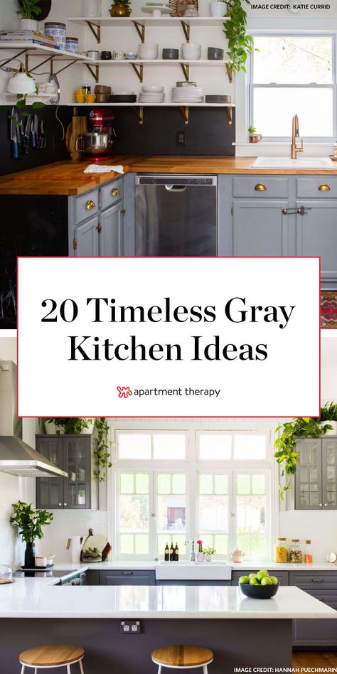 20 Gorgeous Gray Kitchen Ideas That are Timeless and Charming—Not Boring Colors Kitchen Cabinets, Cabinet Makeover Kitchen, Cabinet Design Ideas Kitchen, Makeover Kitchen Cabinets, Kitchen Cabinets Colors, Gray Kitchen Ideas, Cabinet Ideas Kitchen, Cabinet Design Kitchen, Grey Painted Cabinets