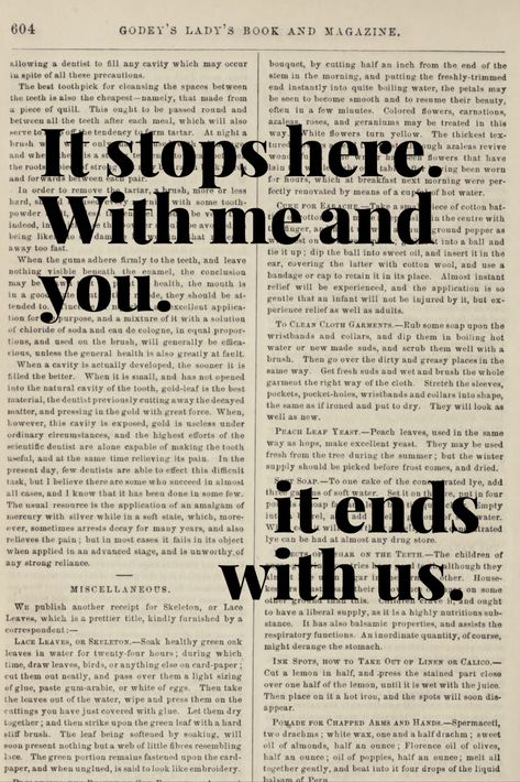 a poster with the words "It stops here. With me and you. It ends with us." printed bold on top of a vintage newspaper. It Ends With Us Poster Aesthetic, It Stops Here With Me And You, Book Quote Posters, Vintage Book Posters, Book Quotes Poster, I Ends With Us, Poster Book Aesthetic, Books Aesthetic Poster, Book Aesthetic Poster