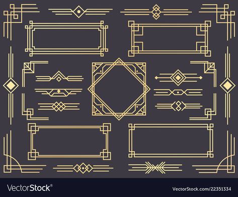 Art Deco Lettering, Isolated Icons, Arte Art Deco, Art Deco Borders, Art Deco Lines, Decorative Frames, Line Border, Photos Funny, Photos Booth