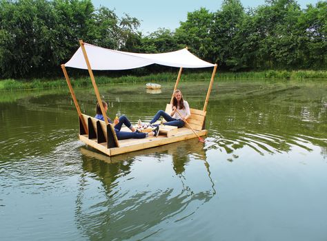 Floating Raft, Floating Boat, Lake Fun, Floating Dock, Diy Boat, Desain Lanskap, Diy Event, Floating House, Boat Dock