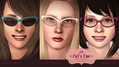 Mod The Sims - Cat's Eye Glasses for Ladies Sims 3 Cc Finds, Sims 3 Mods, Cat Glasses, Red Glasses, The Sims 3, Girls With Red Hair, Dark Shades, Cat Eye Glasses, Maxis Match