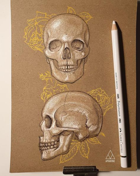 Brown Paper Art Drawing, Drawings On Brown Paper, Brown Paper Sketch, Tan Paper Drawing, Kraft Paper Drawing, Anatomy Portrait, Skeleton Study, Brown Sketch, Kraft Paper Art