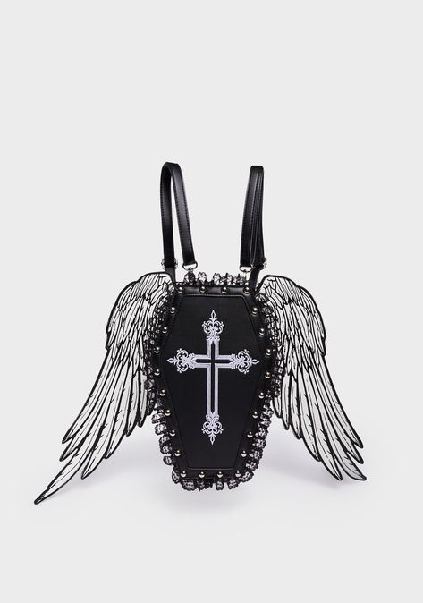 Coffin Backpack, Gothic Dresses, Gothic Lingerie, Embroidered Cross, Free Socks, Cute Crop Tops, Gothic Outfits, For A Reason, Mini Backpack