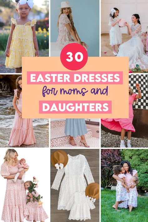 Easter Dresses for Moms and Daughters Easter Dresses For Girls Children, Baby Easter Dresses, Easter Dress For Women, Dresses For Moms, Easter Smocked Dress, Pink Easter Dress, Cute Easter Outfits, Moms And Daughters