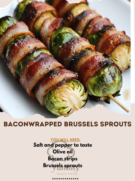 🥓🌱 Elevate your appetizer game with these savory Bacon-Wrapped Brussels Sprouts! Perfect for any gathering. 🌟 Bacon-Wrapped Brussels Sprouts Ingredients: - Brussels sprouts (12) - Bacon strips (12) - Olive oil (1 tbsp) - Salt and pepper to taste Instructions: 1. Preheat oven to 400°F. 2. Cut Brussels sprouts in half, toss with olive oil, salt, and pepper. 3. Wrap each Brussels sprout half with a bacon strip, secure with a toothpick. 4. Place on a baking sheet, seam side down. 5. Bake for 2... Bacon Wrapped Brussel Sprouts Air Fryer, Bacon Wrapped Brussels Sprouts Recipe, Bacon Wrapped Brussels Sprouts, Brussel Sprouts Appetizer, Bacon Wrapped Brussel Sprouts, Savory Bacon, Cozy Fall Recipes, Bacon Brussel Sprouts, Brussels Sprout