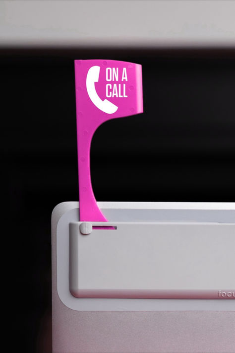 Pink FocusFlag device for showing not to interrupt user that says "on a call" On A Call Sign For Office, Apple Watch Phone, Wfh Setup, Cool Pool Floats, Cozy Home Office, Amazon Favorites, Flag Signs, Apple Watches, Social Space